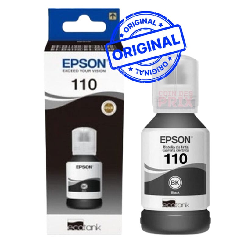 Epson 110 Noir - Bouteille d'encre Epson d'origine (C13T03P14A)