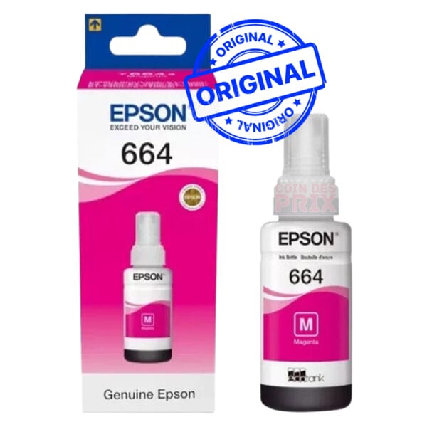 Epson 664 M Magenta  Bouteille d'encre Epson d'origine (C13T66434A)