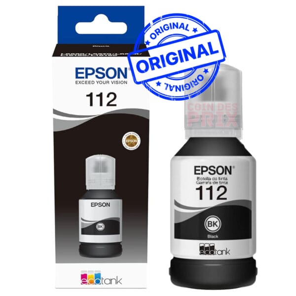 Epson 112 Noir Bouteille d'encre Epson EcoTank d'origine (C13T06C14A)