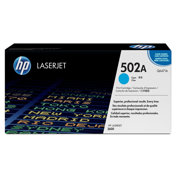 L'image du produit peut différer du produit réel. HP 502A Cyan (Q6471A) - Toner HP LaserJet d'origine